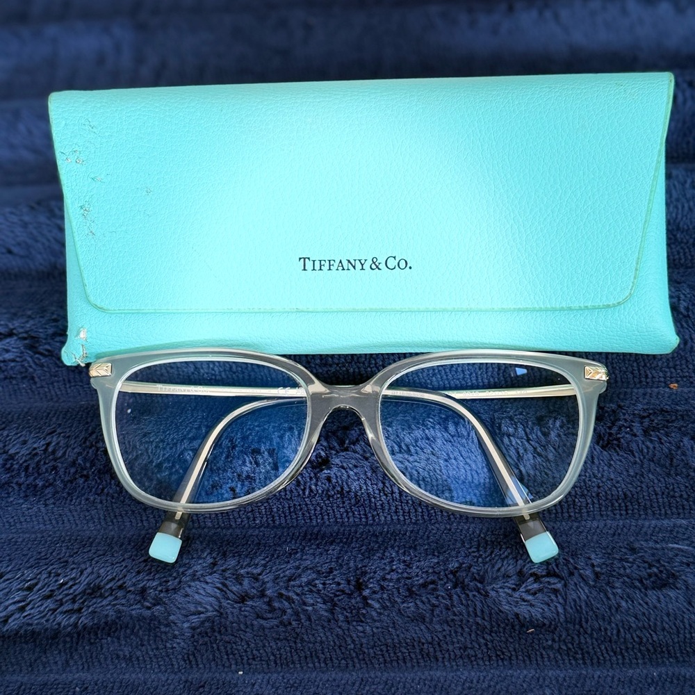 Tiffany & Co. Silver and Blue Glasses with Case